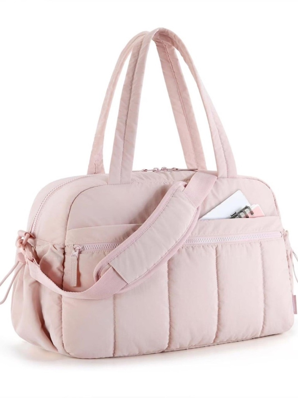 NEW Bagsmart Puffy Duffle Bag - Pink | Water-Resistant Gym & Travel Weekender
